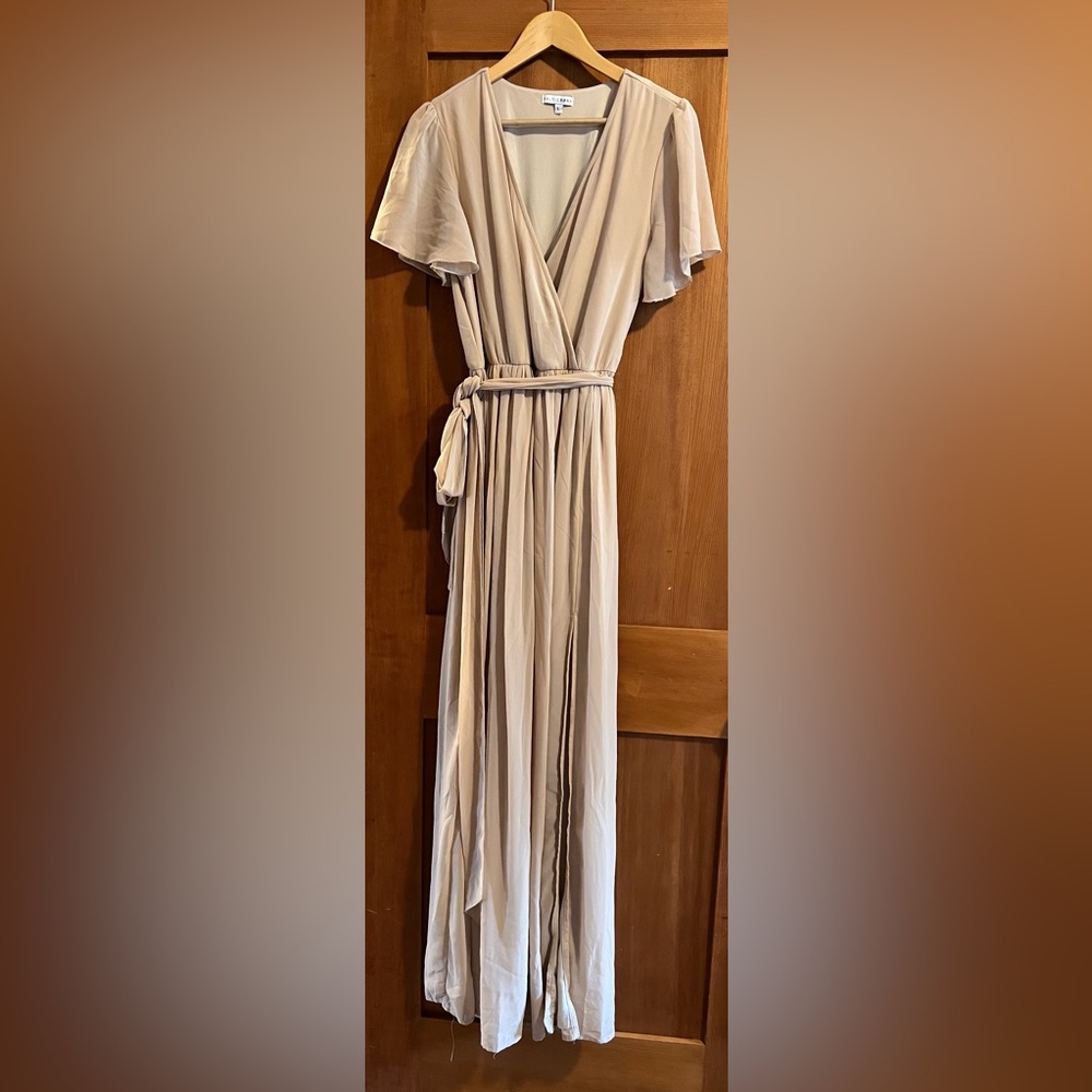 Baltic Born Crème Chiffon Bridesmaid Maxi Dress with Sleeves